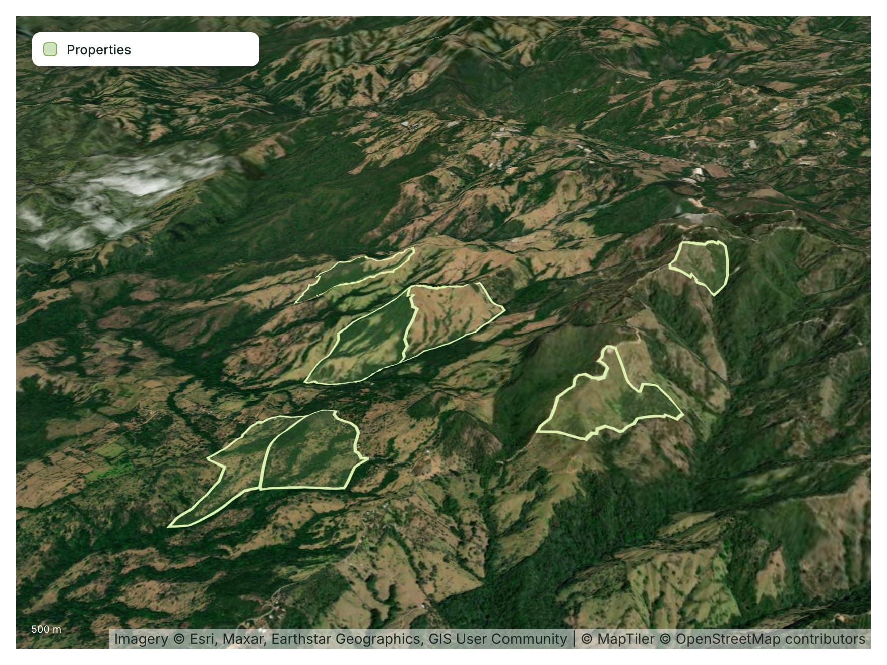 Satellite imagery draped over three-dimensional terrain