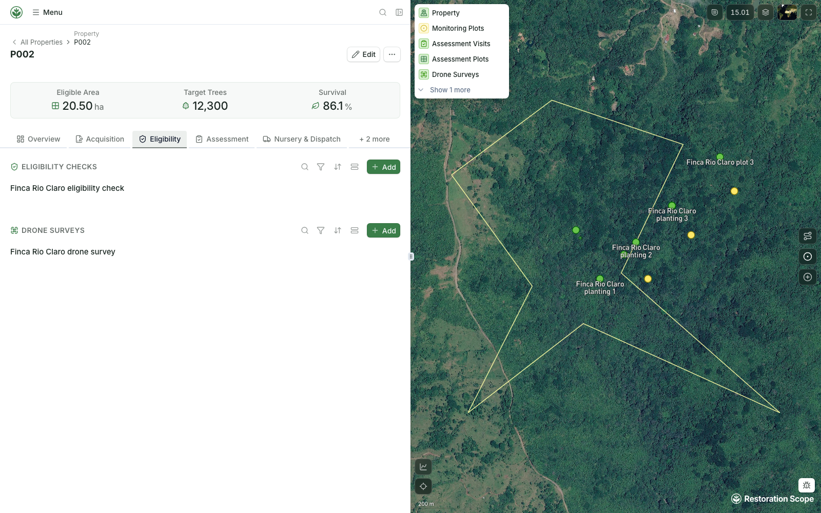 Demo property eligibility review alongside its mapped boundary